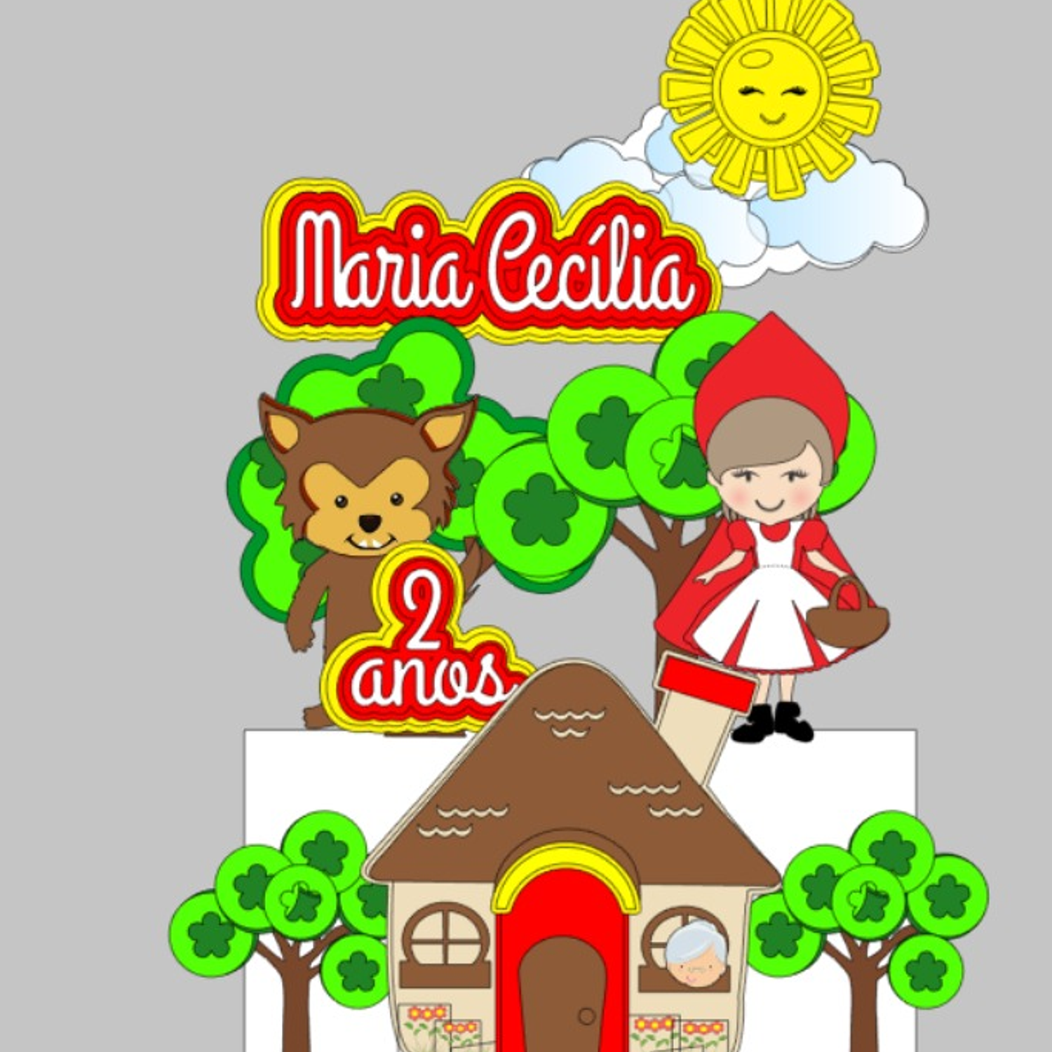 Arquivo de Corte Topo de Bolo Chapeuzinho Vermelho 2