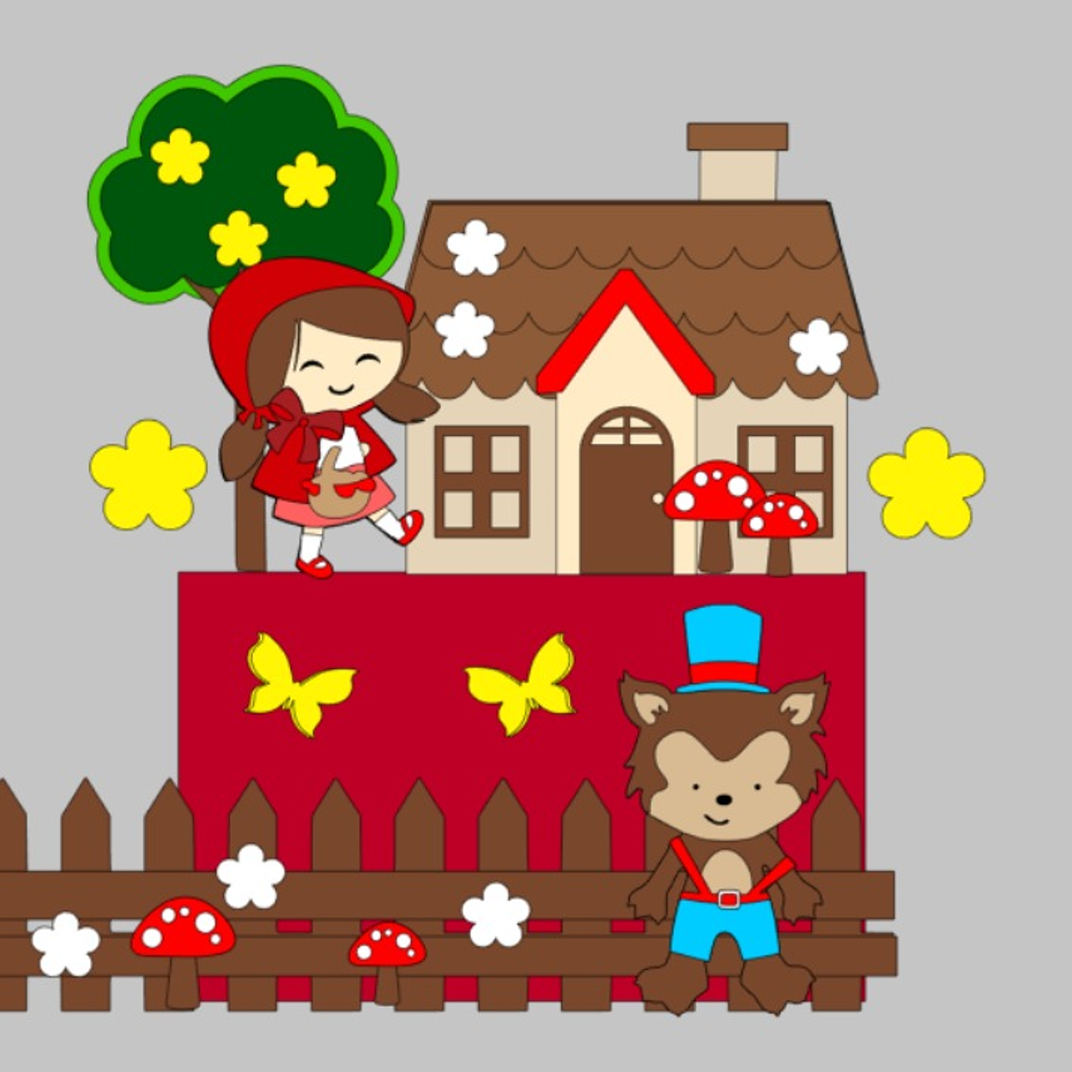 Arquivo de Corte Topo de Bolo Chapeuzinho Vermelho 3