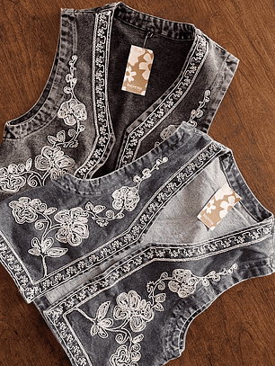 Chaleco Denim bordado 