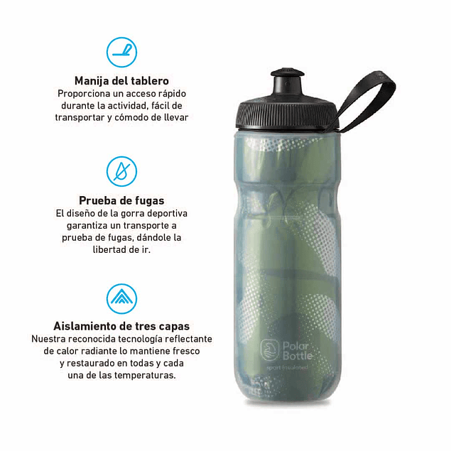 Botella sport insulated 600ml contender olive green/silver