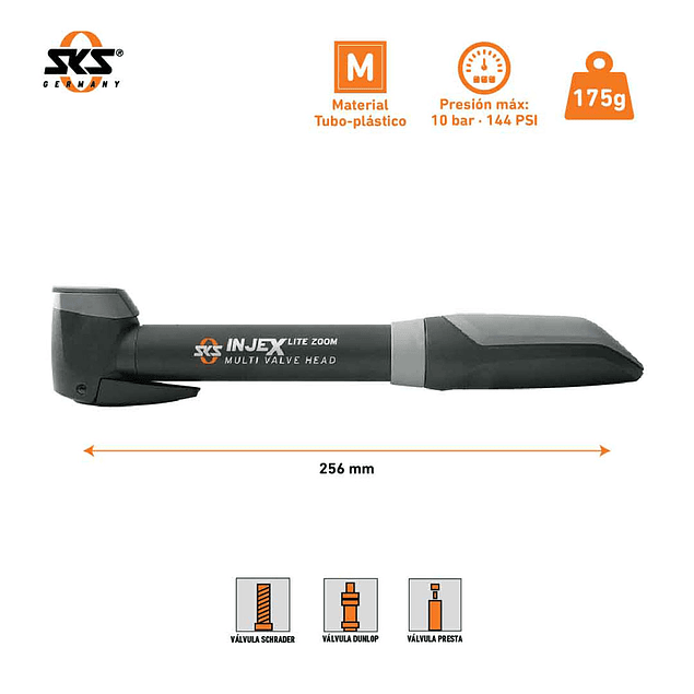 Bombin de mano para bicicleta injex zoom