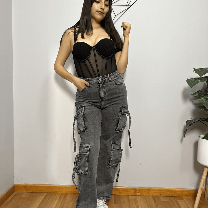 Jeans Cargo Gris 4
