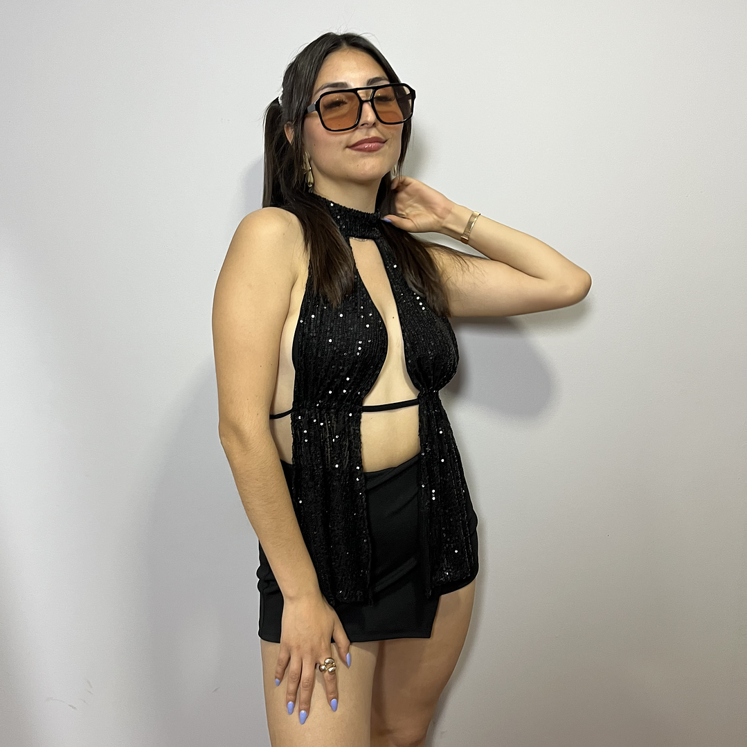 Falda Short Negro & Animal Print 5