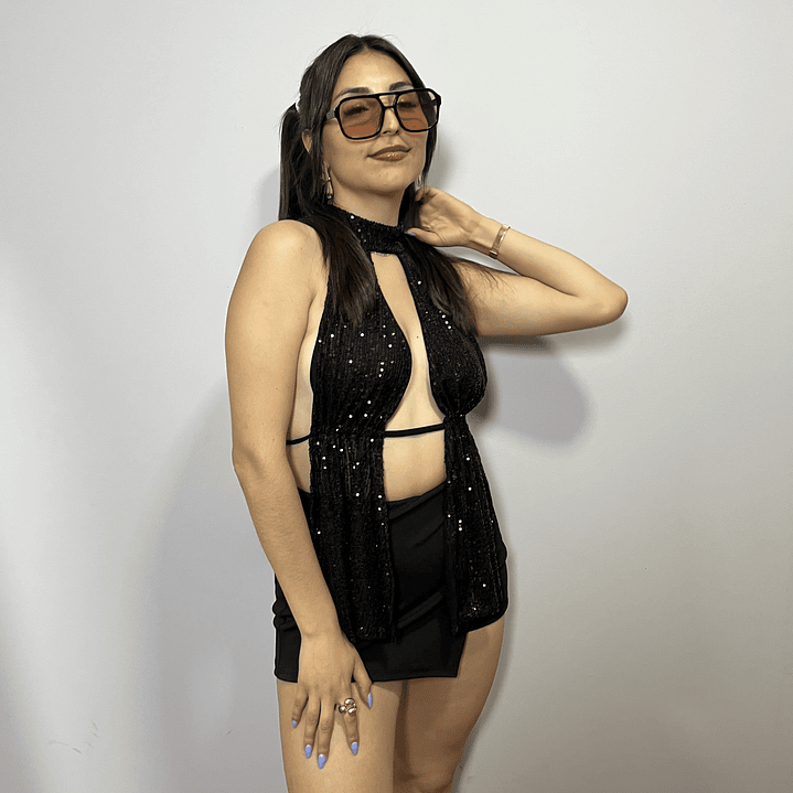 Falda Short Negro & Animal Print 5