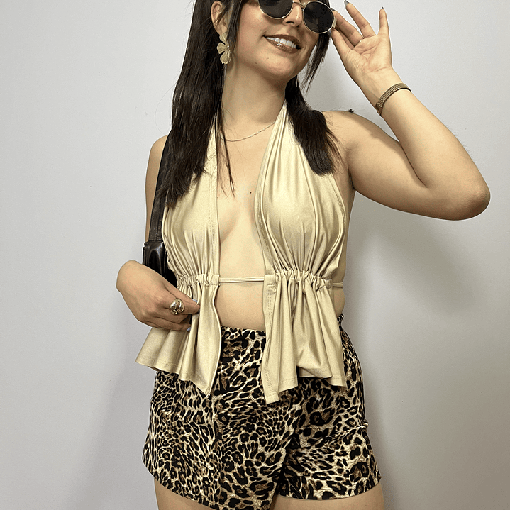 Falda Short Negro & Animal Print 1