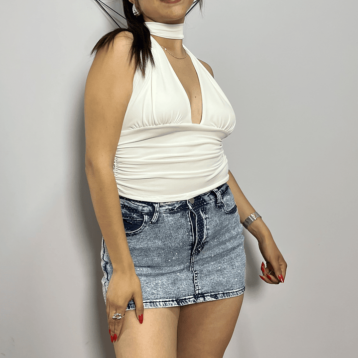 Falda Short de Jeans con Brillos 1