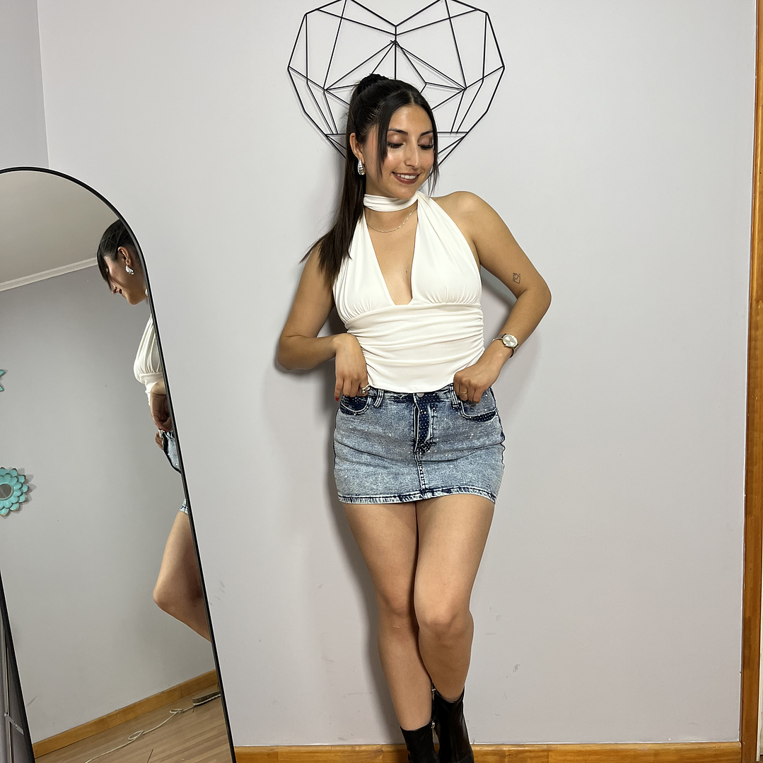 Falda Short de Jeans con Brillos 3