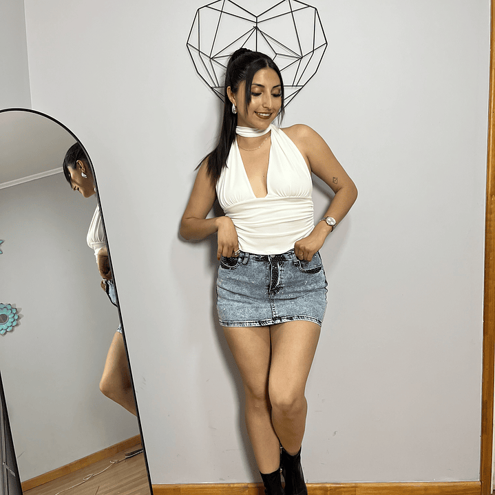 Falda Short de Jeans con Brillos 3