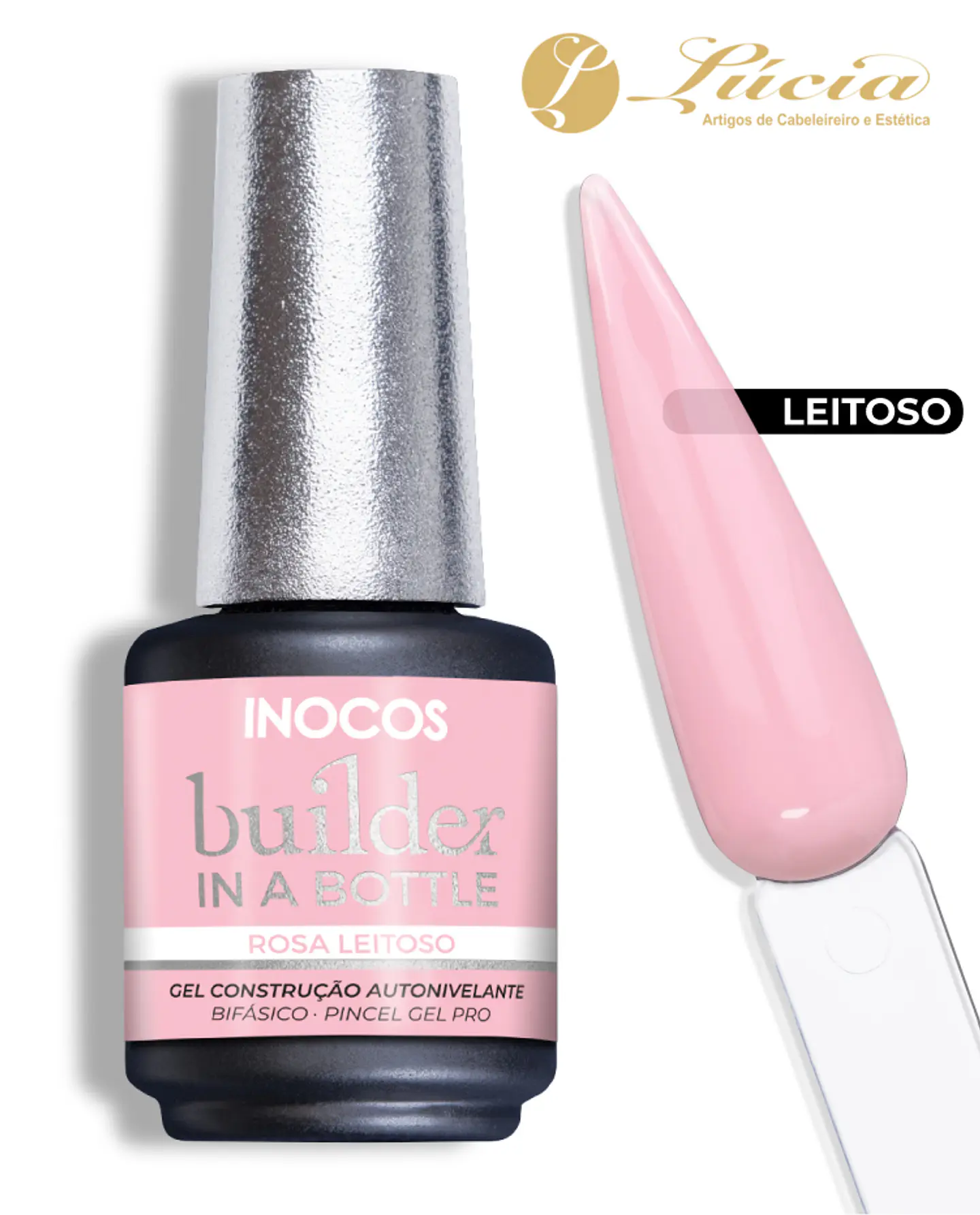 Inocos Gel Builder in a Bottle 15ml - Rosa Leitoso 1