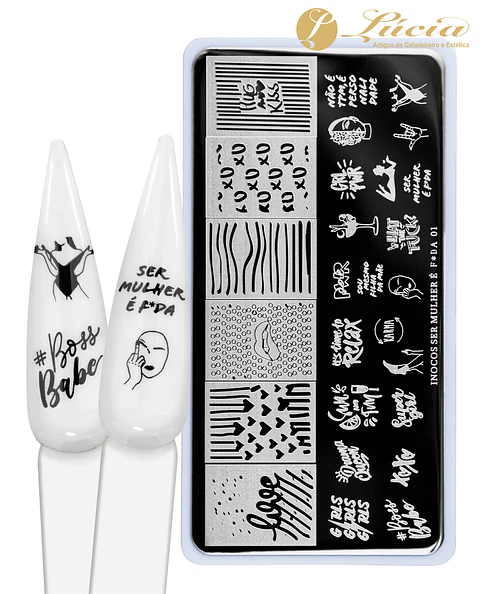 Stamping placa de carimbos para unhas Ser mulher...01