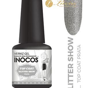 Top Coat Glitter Prata 15ml