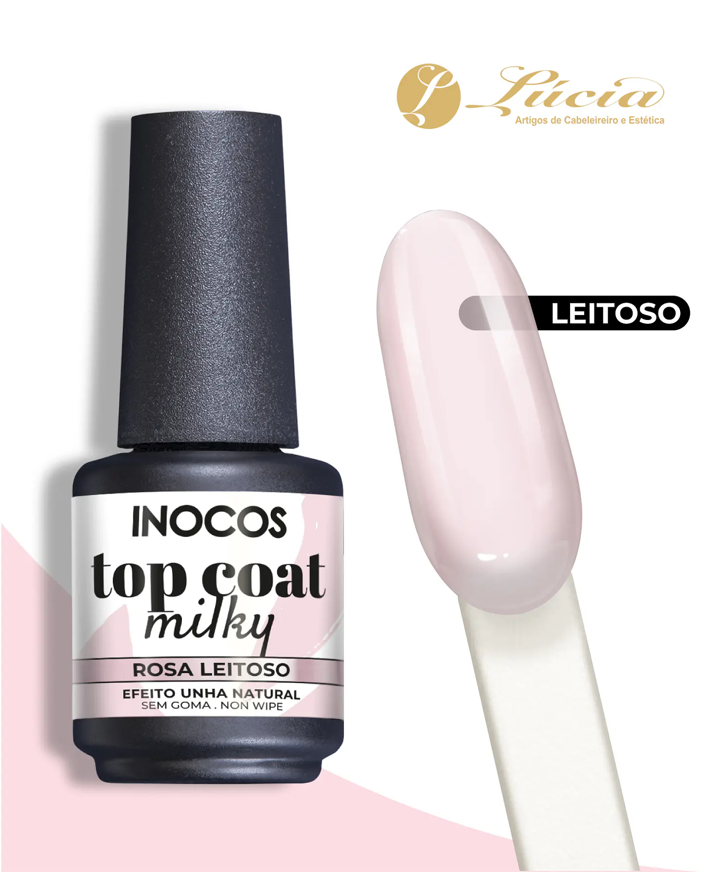 Inocos Top Coat Milky Rosa Leitoso 15ml 1