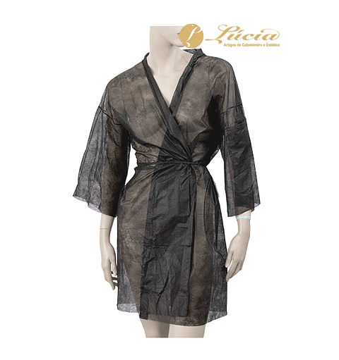 Bata Kimono em TNT (10u) - Preto