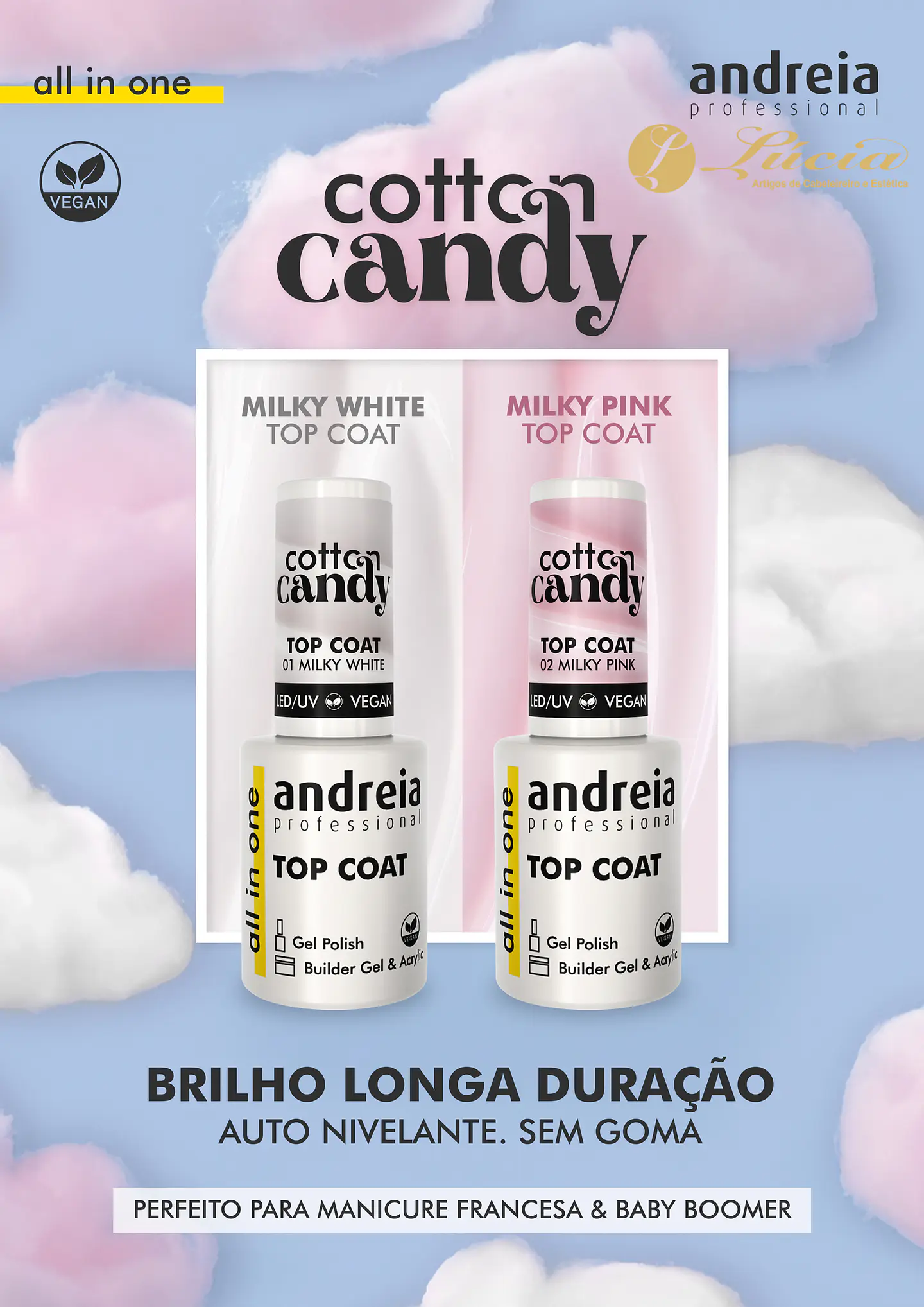 Andreia Top Coat Cotton Candy - Milky White 1