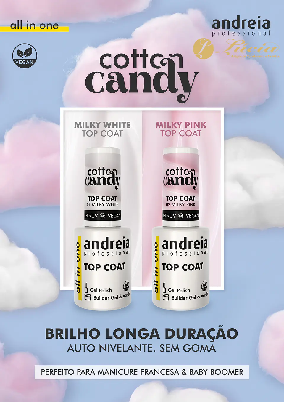 Andreia Top Coat Cotton Candy - Milky White 1