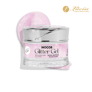 Glitter Gel Rosa Leitoso com Glitter 30gr