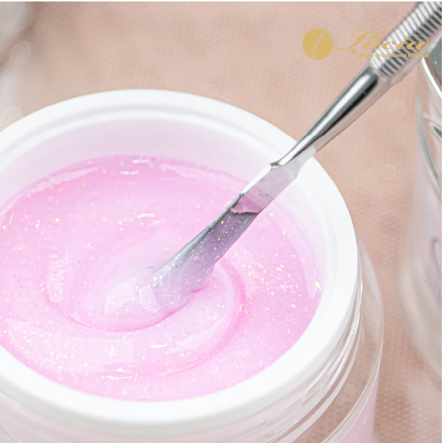 Inocos Glitter Gel Rosa Leitoso com Glitter 50gr 2