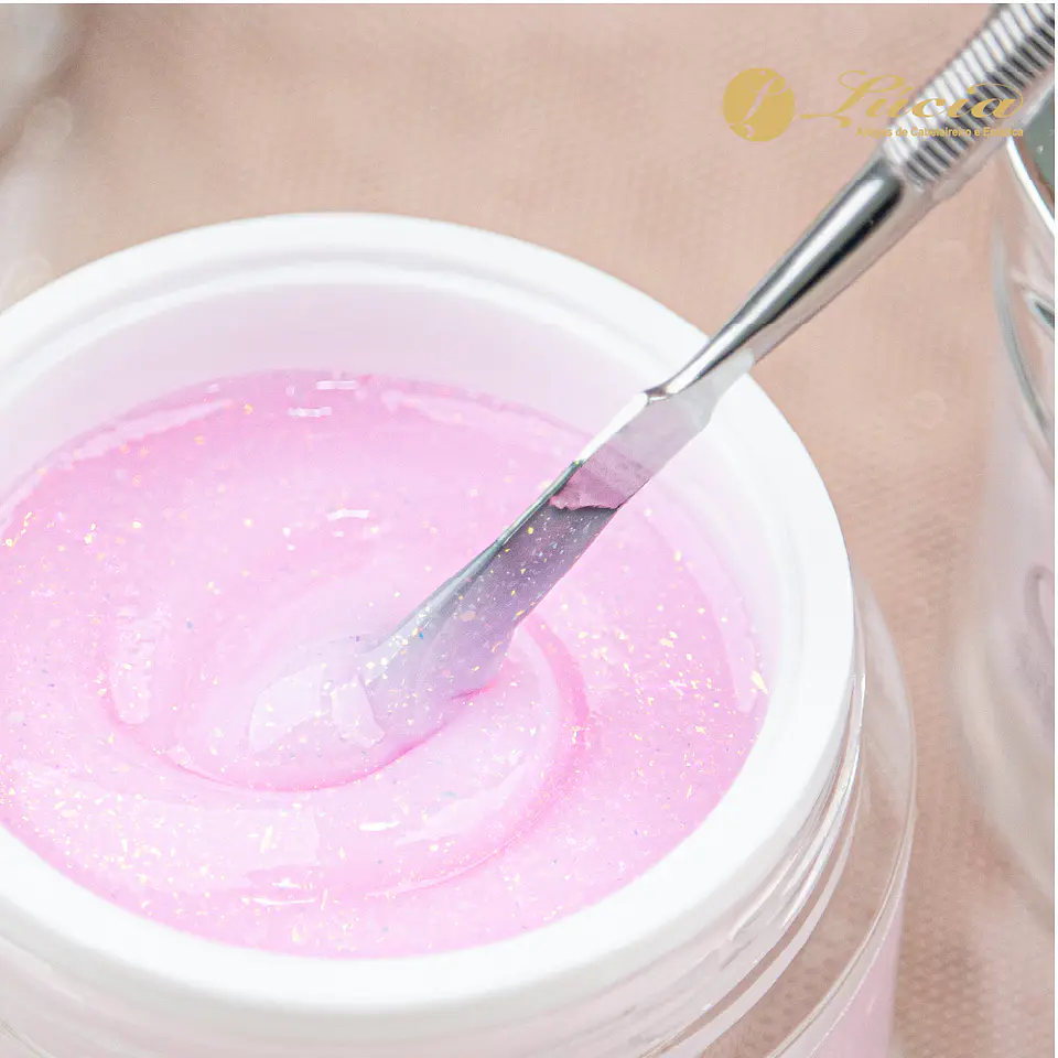 Inocos Glitter Gel Rosa Leitoso com Glitter 50gr 2