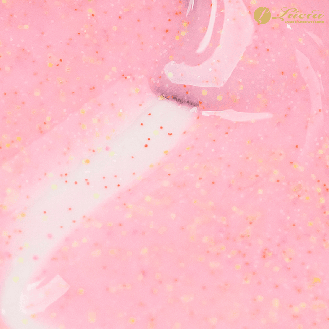 Verniz Gel Efeito Lollipop Rosa Glitter Colorido
