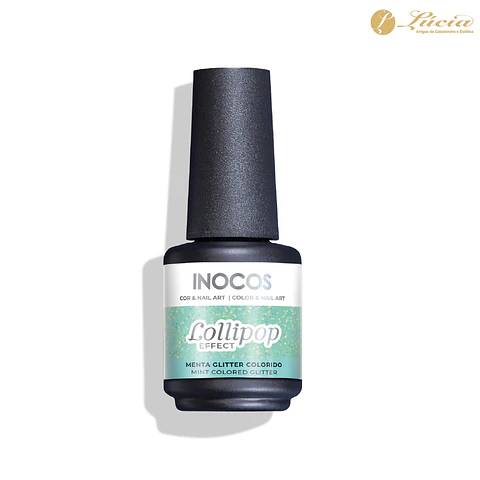 Inocos Verniz Gel Efeito Lollipop Menta Glitter Colorido