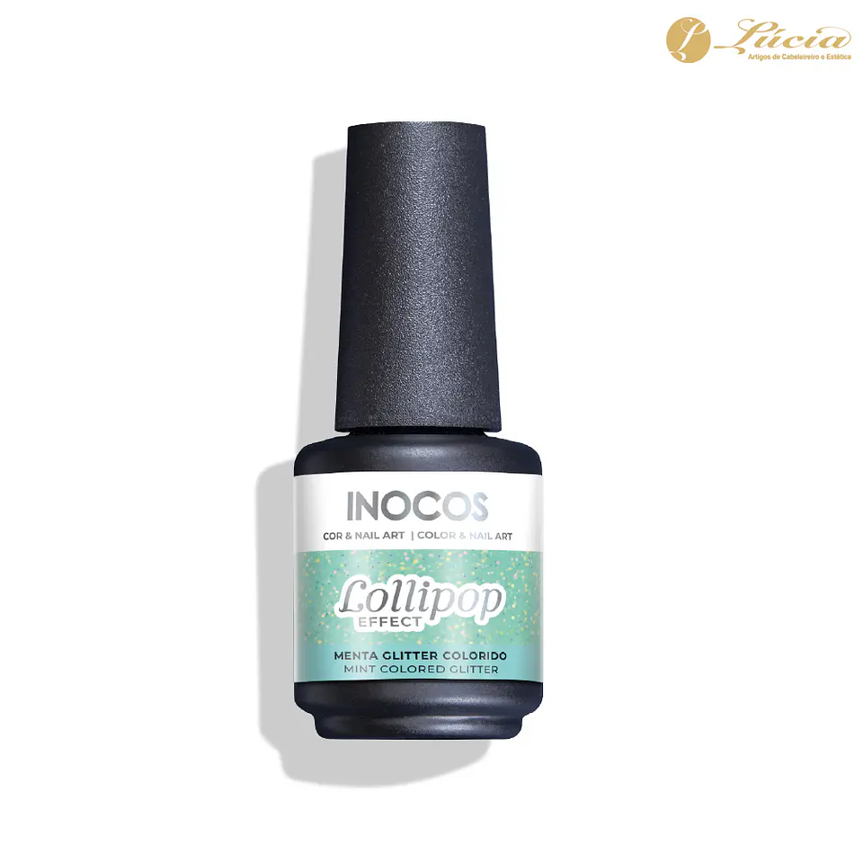 Inocos Verniz Gel Efeito Lollipop Menta Glitter Colorido 1