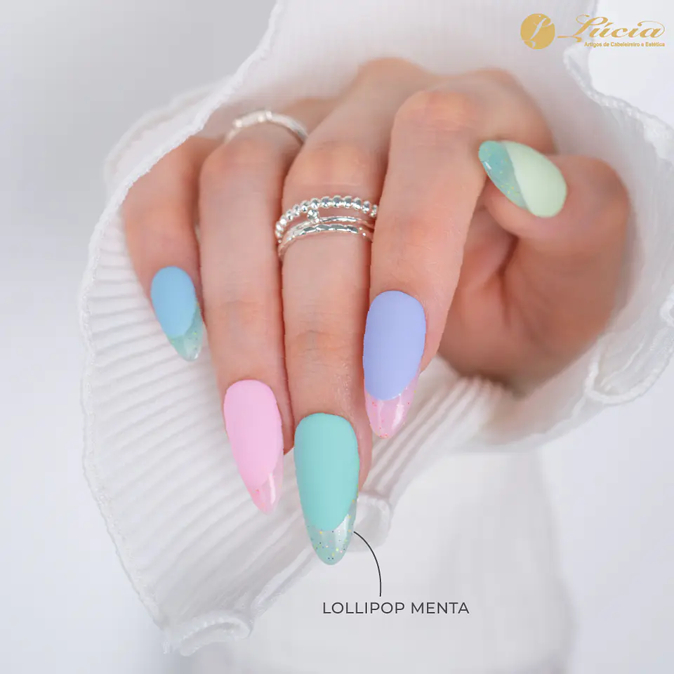 Inocos Verniz Gel Efeito Lollipop Menta Glitter Colorido 3