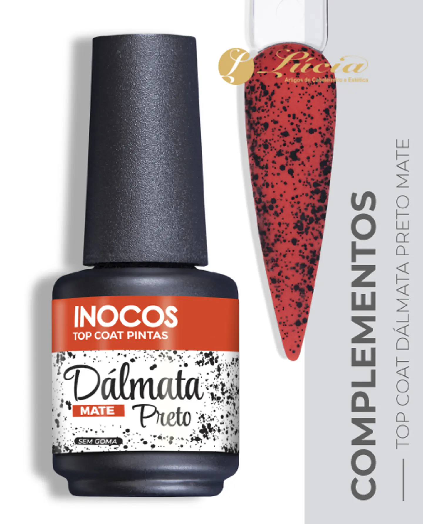 Inocos Top Coat Dálmata Preto Mate 15ml 1