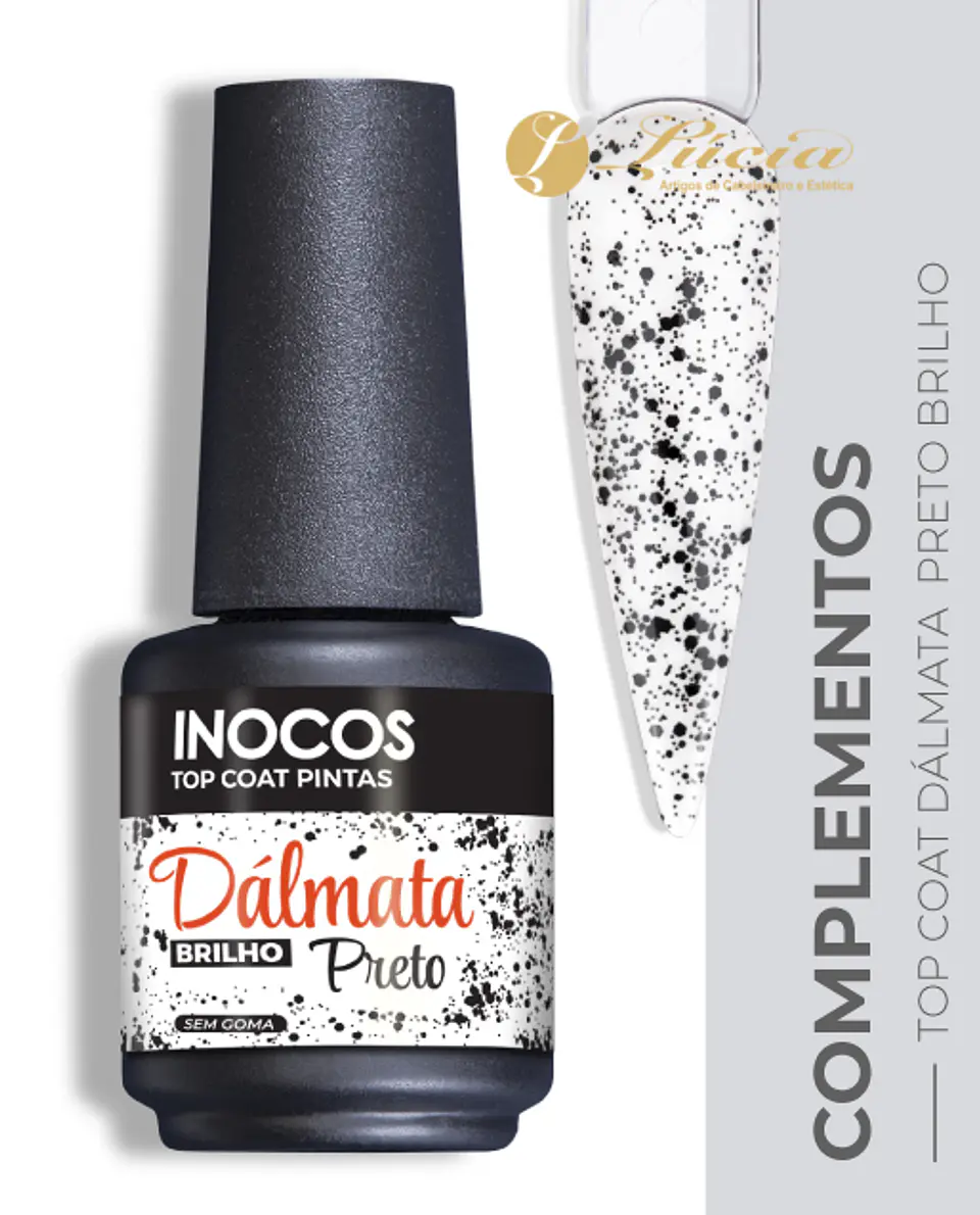 Inocos Top Coat Dálmata Preto Brilho 15ml 1
