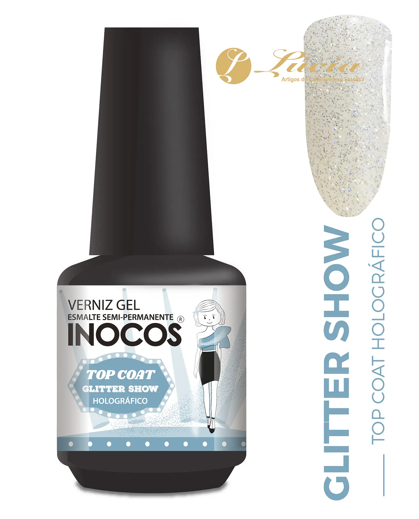 Inocos Top Coat Glitter Holográfico 15ml 1