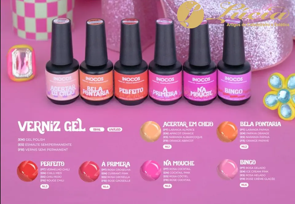 Coleção Inocos - Acertar em Cheio! 6 cores verniz gel 1