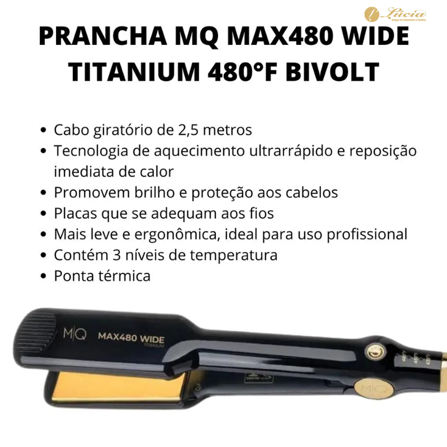 MQ Profissional - Prancha MAX 480 WIDE TITANIUM 2