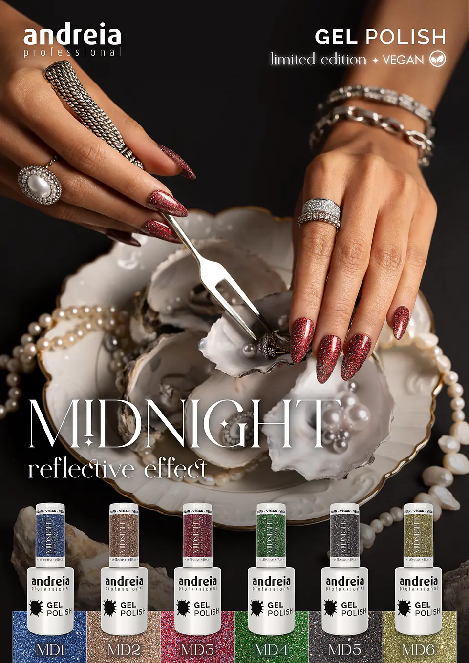 Coleção Andreia - Midnight Reflective Effect - 6 cores verniz gel 2