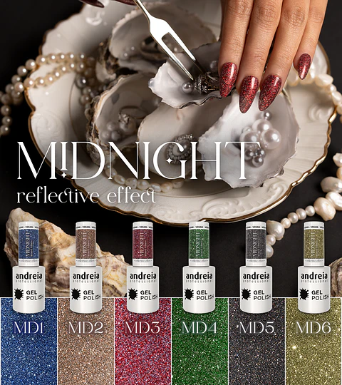 Coleção Andreia - Midnight Reflective Effect - 6 cores verniz gel