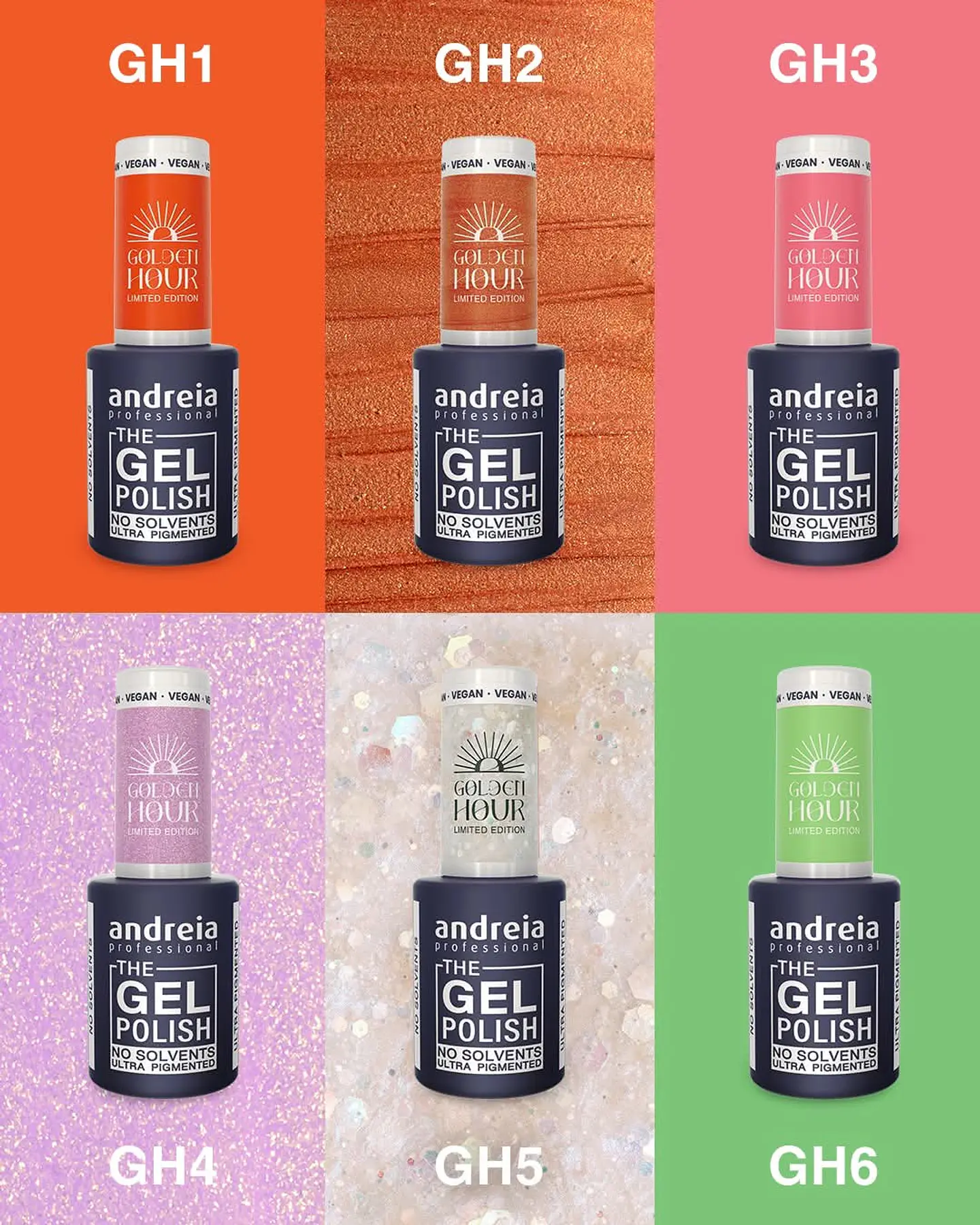 Andreia - Coleção Golden Hour - 6 cores v.gel OFERTA mini expositor 2