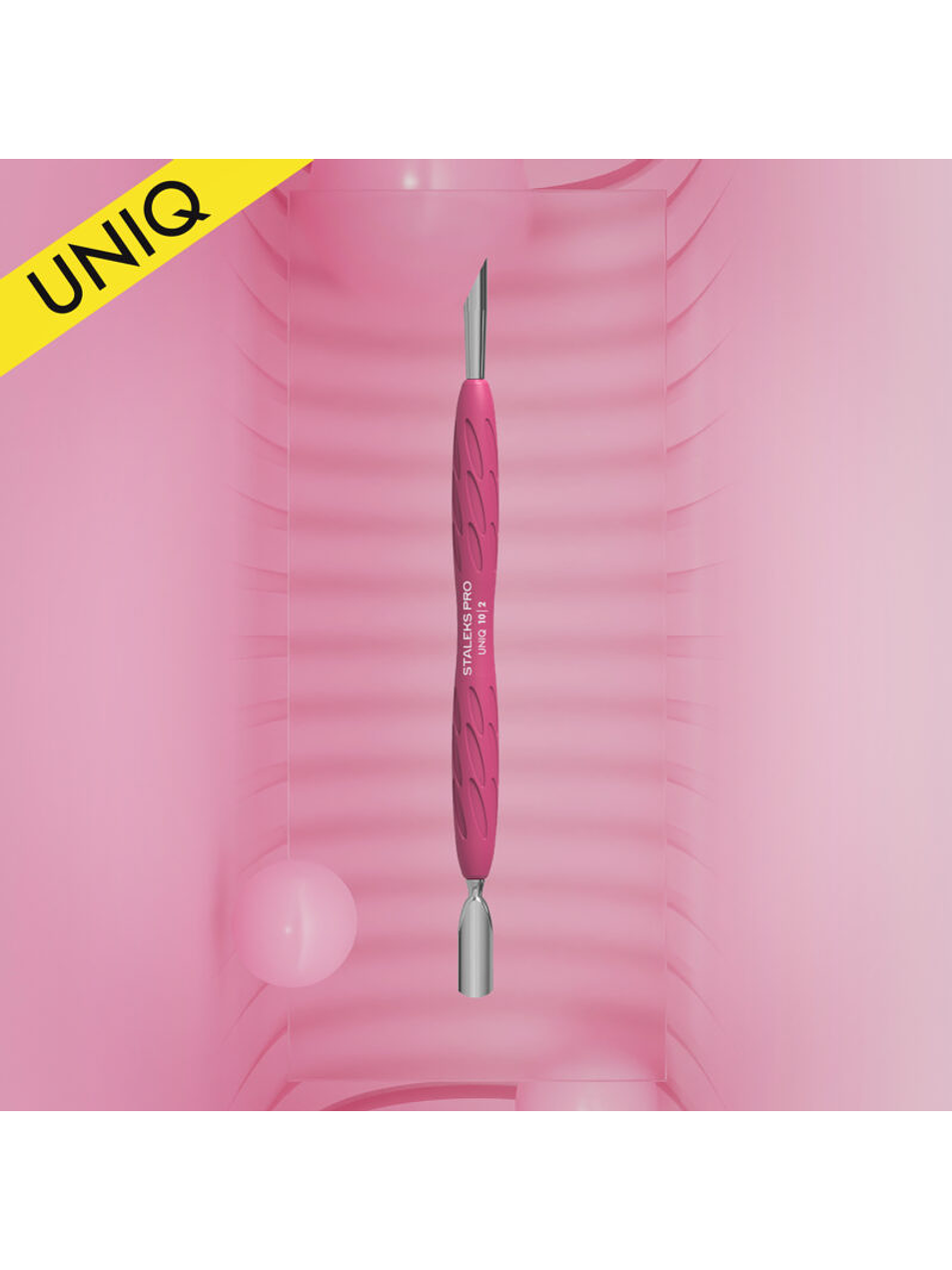 STALEKS - Empurrador de Manicure c/cabo em Silicone UNIQ10 tipo 2 - arredondado estreito e pau de laranjeira 1