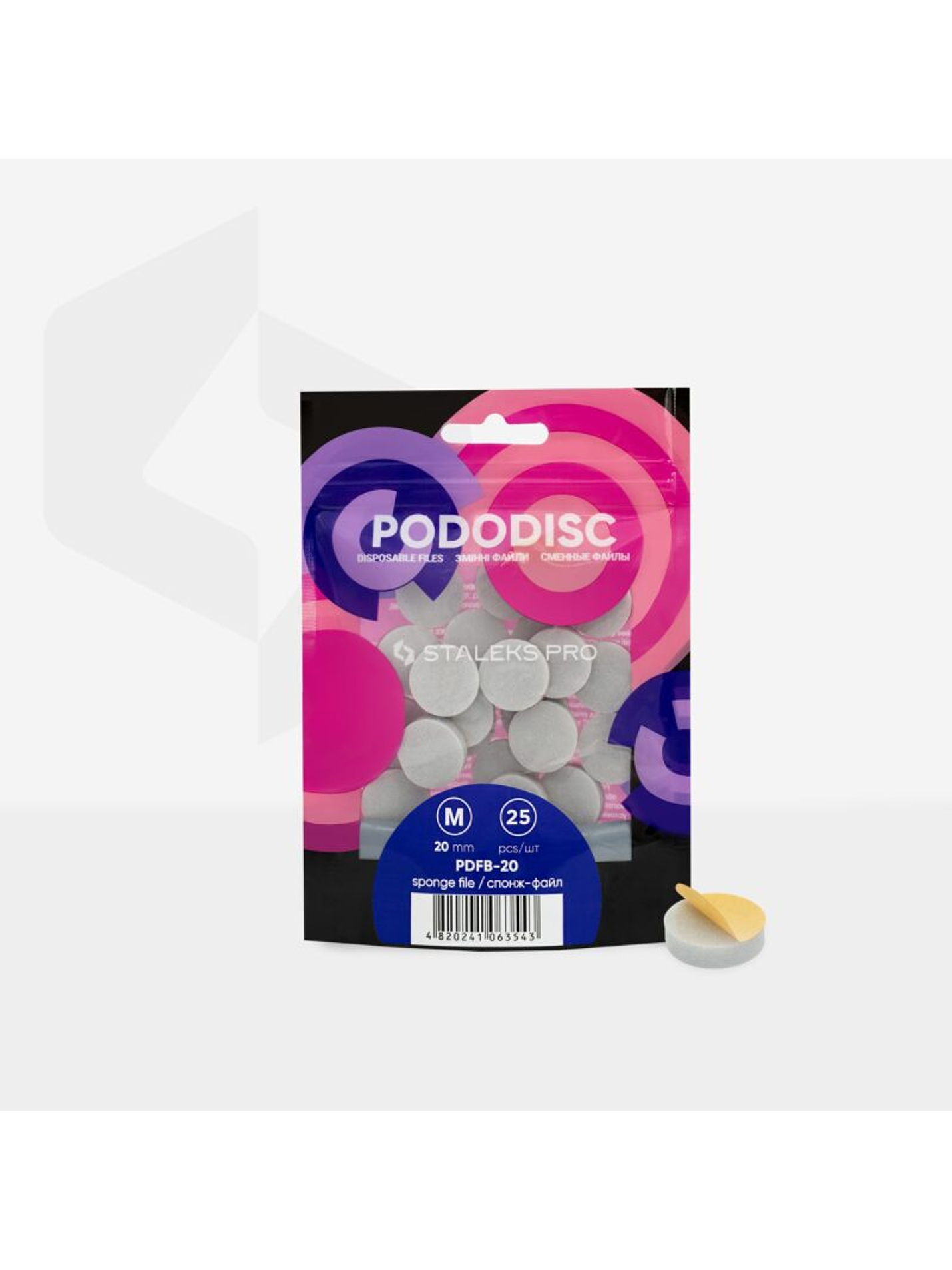 STALEKS - Lixas descartáveis ​​- Esponjas p/Disco de Pedicure PODODISC EXPERT 20 (25 unidades) 1