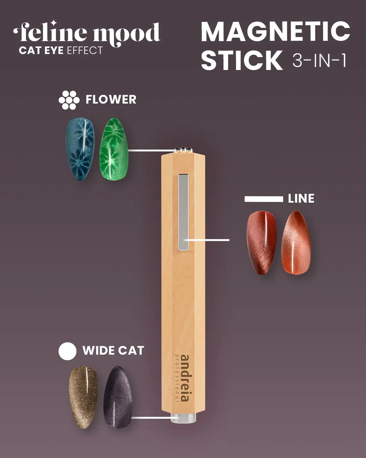 Andreia Professional - Coleção Feline Mood - 6 cores v.gel Cat Eye - OFERTA Mini-Expositor 3