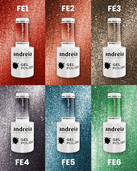 Andreia Professional - Coleção Feline Mood - 6 cores v.gel Cat Eye - OFERTA Mini-Expositor