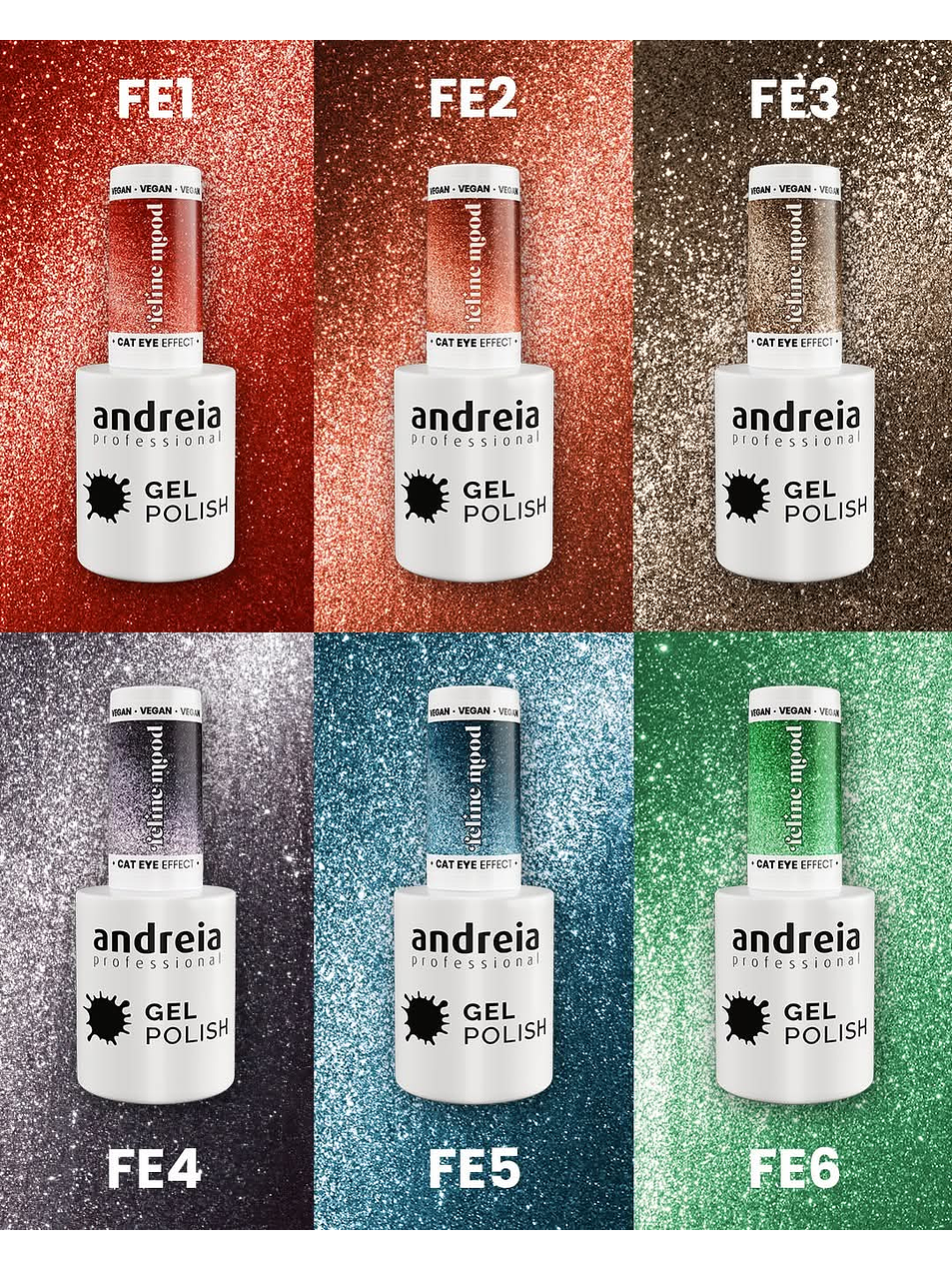 Andreia Professional - Coleção Feline Mood - 6 cores v.gel Cat Eye 2