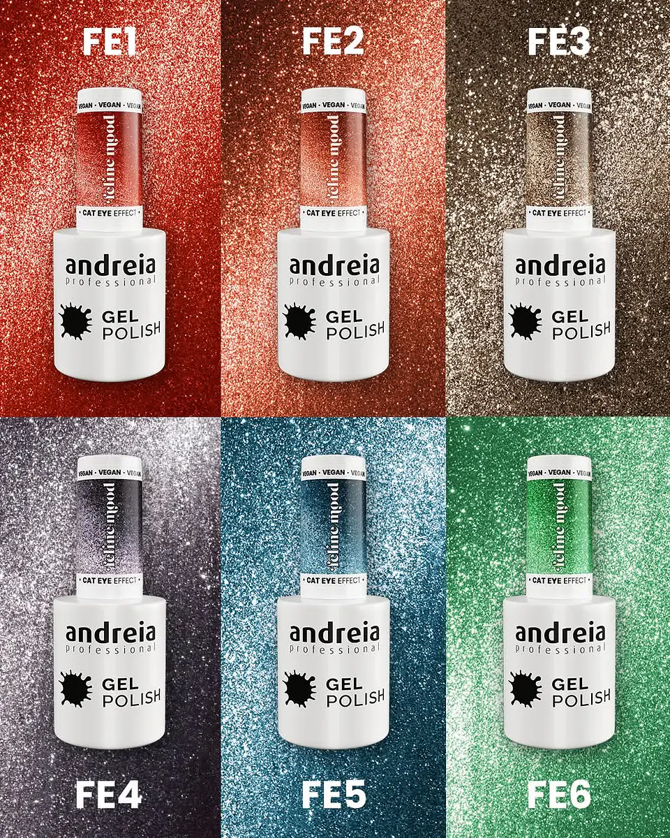 Andreia Professional - Coleção Feline Mood - 6 cores v.gel Cat Eye - OFERTA Mini-Expositor 2