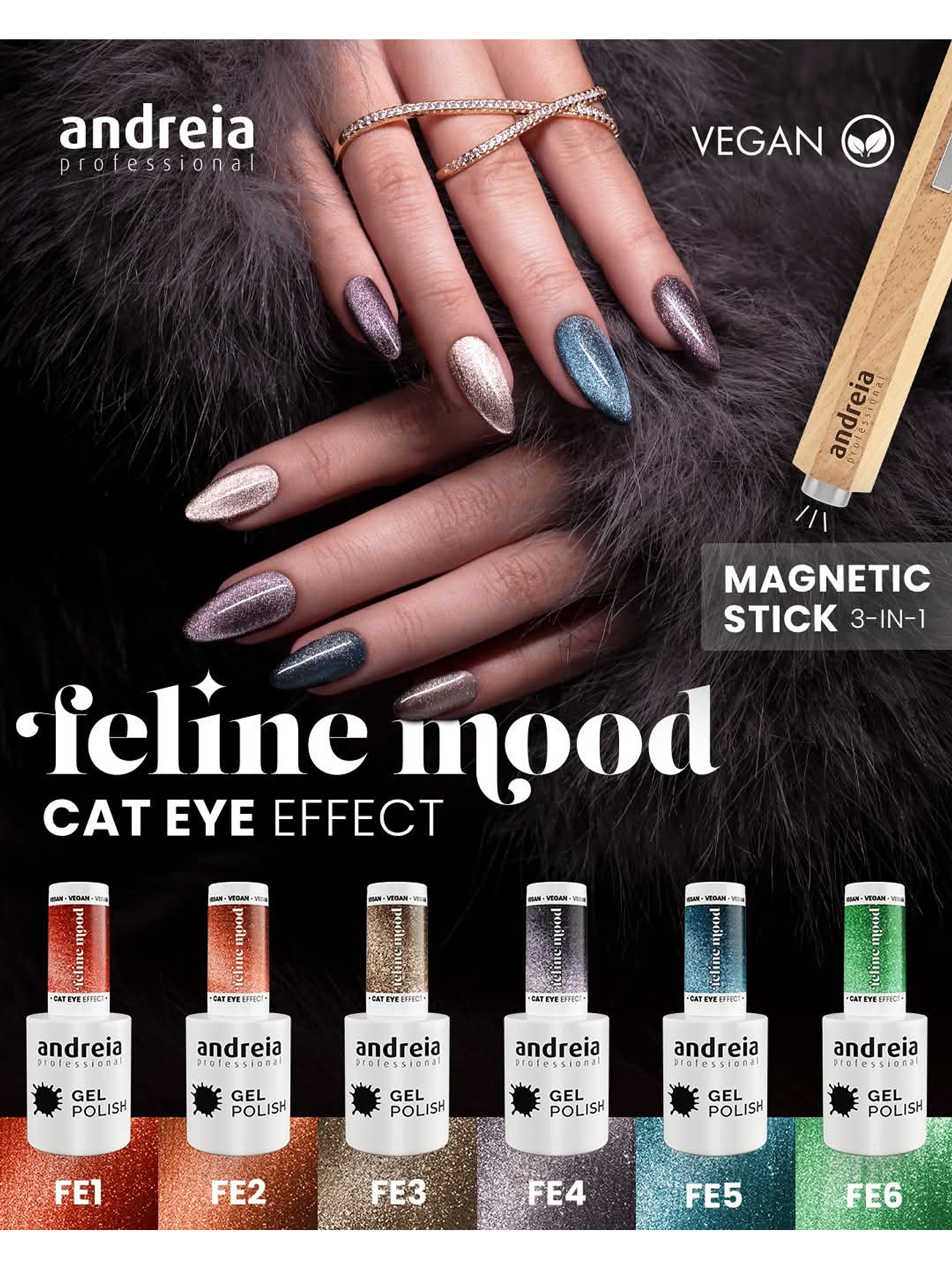 Andreia Professional - Coleção Feline Mood - 6 cores v.gel Cat Eye 1