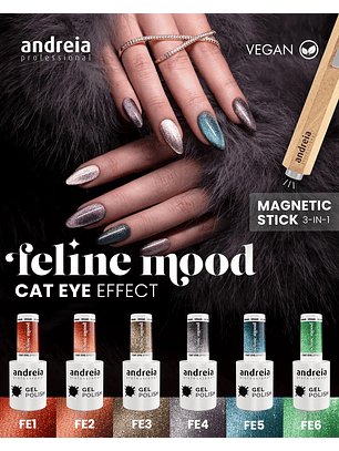 Andreia Professional - Coleção Feline Mood - 6 cores v.gel Cat Eye - OFERTA Mini-Expositor