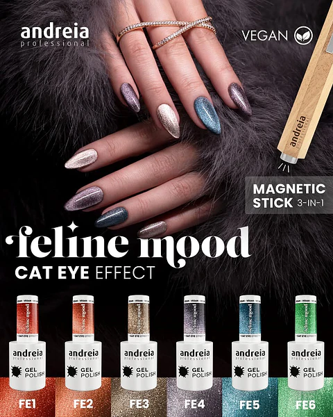 Andreia Professional - Coleção Feline Mood - 6 cores v.gel Cat Eye - OFERTA Mini-Expositor