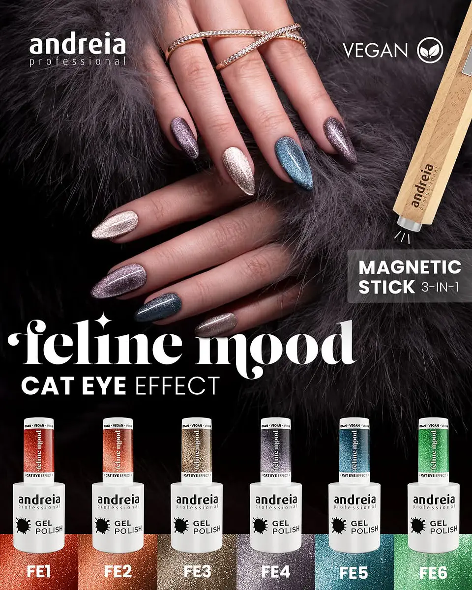 Andreia Professional - Coleção Feline Mood - 6 cores v.gel Cat Eye - OFERTA Mini-Expositor 1