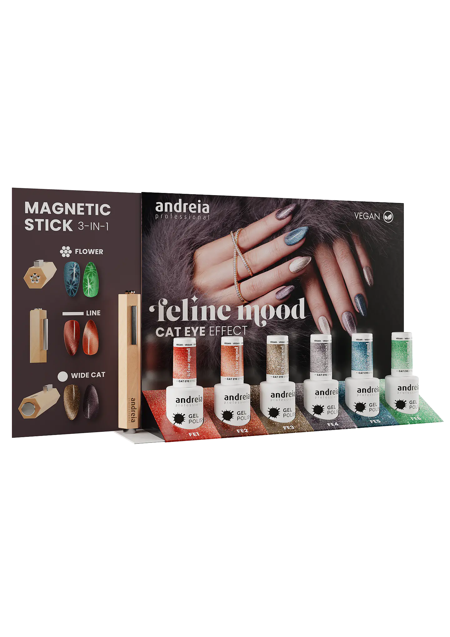 Andreia Professional - Coleção Feline Mood - 6 cores v.gel Cat Eye - OFERTA Mini-Expositor 4