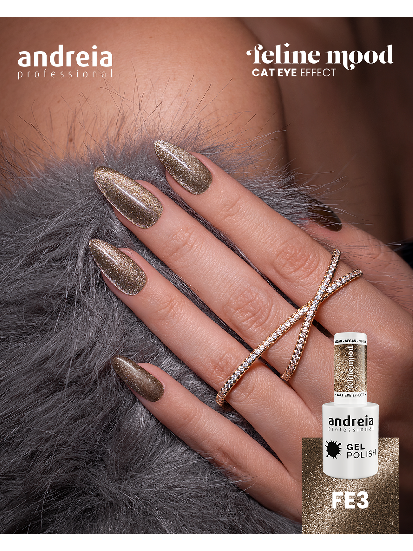 Andreia Professional - Coleção Feline Mood - 6 cores v.gel Cat Eye - OFERTA Mini-Expositor 6