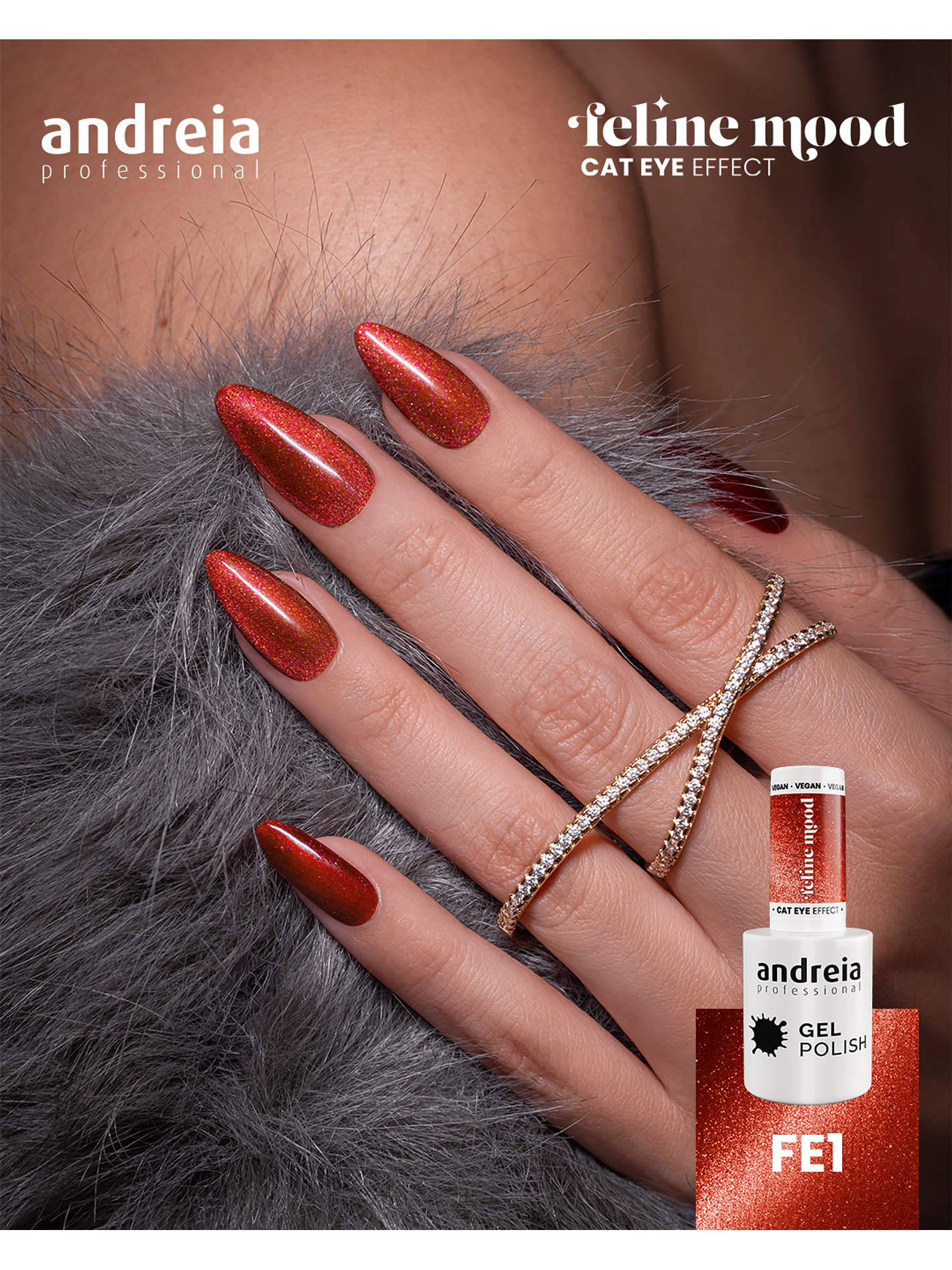 Andreia Professional - Coleção Feline Mood - 6 cores v.gel Cat Eye - OFERTA Mini-Expositor 8