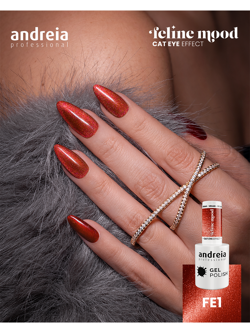 Andreia Professional - Coleção Feline Mood - 6 cores v.gel Cat Eye - OFERTA Mini-Expositor 8