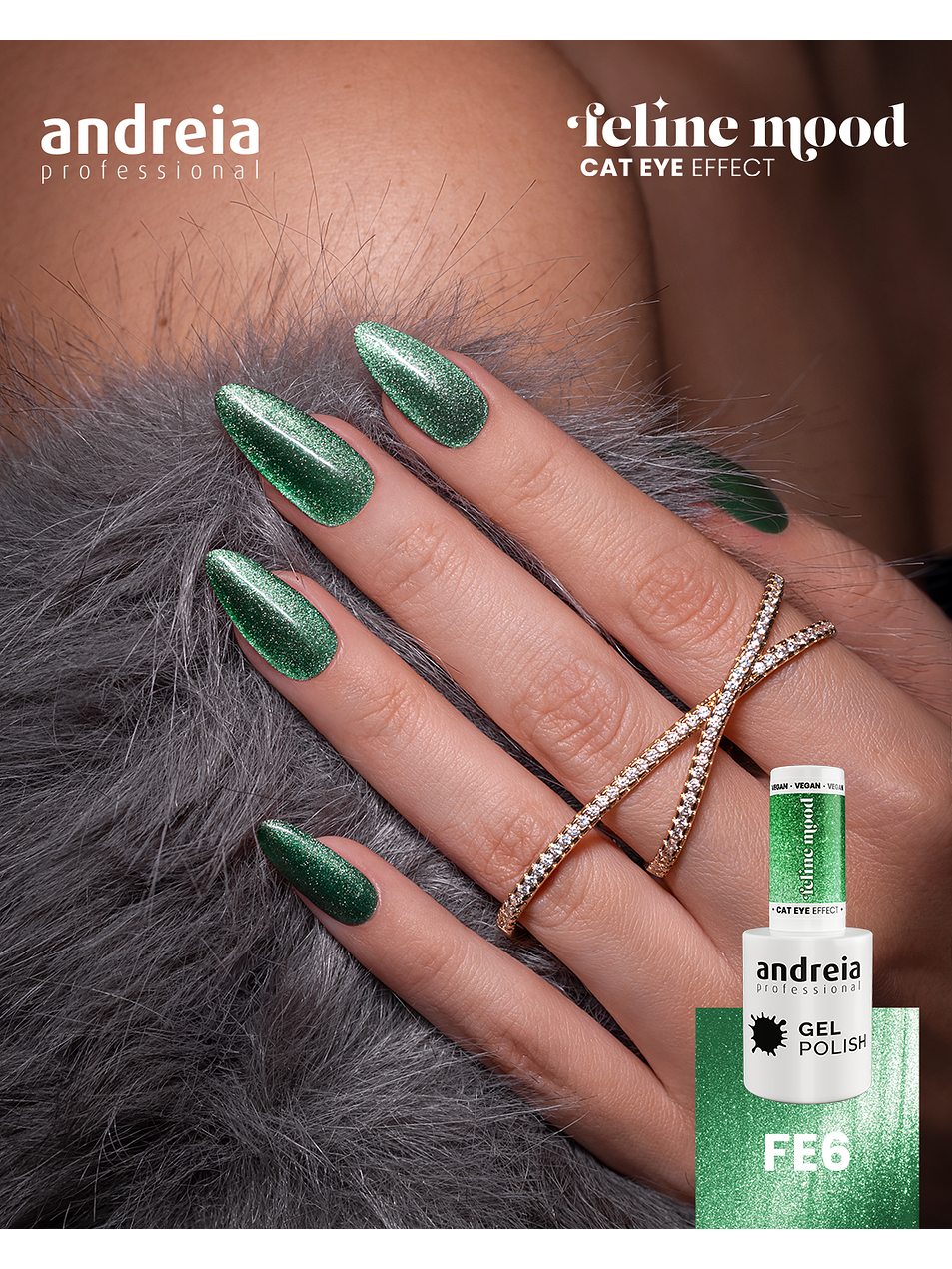 Andreia Professional - Coleção Feline Mood - 6 cores v.gel Cat Eye - OFERTA Mini-Expositor 10
