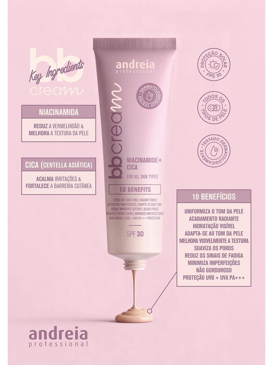 Andreia - BB Cream 40 Medium Dark 50ml 4